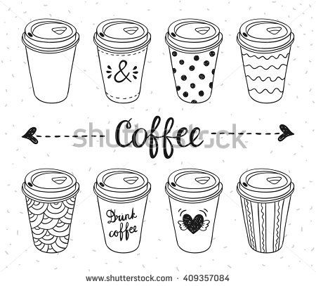 450x407 coffee to go paper cups hand drawn vector illustration hot drinks - Paper Coffee Cup Drawing