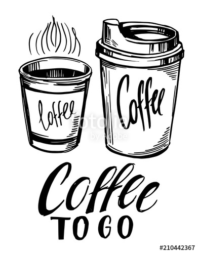 391x500 coffee to go paper cup of coffee hand drawn sketch converted - Paper Coffee Cup Drawing