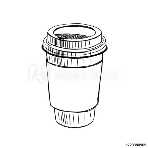 500x500 paper coffee cup hand drawn vector illustration on white - Paper Coffee Cup Drawing
