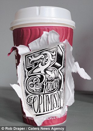 306x428 artist rob draper uses paper coffee cups for stunning creations - Paper Coffee Cup Drawing