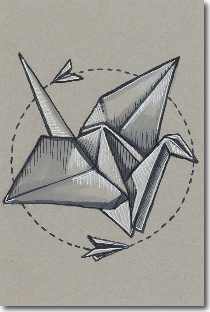 Paper Crane Drawing at Explore collection of Paper