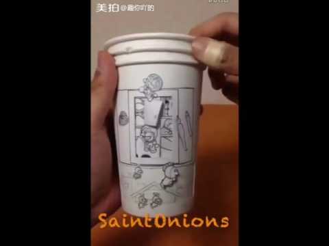 480x360 cute doraemon! hand drawing paper cups cartoon - Paper Cup Drawing
