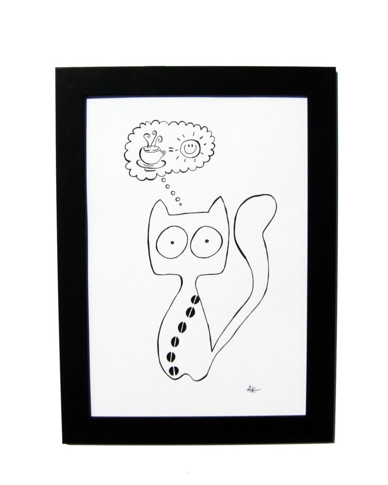 800x1000 drawing handmade coffee cat with coffee cup art and cat - Paper Cup Drawing