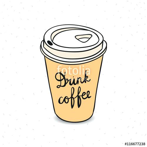 500x500 drawing of a coffee mug isolated coffee mug with a radioactivity - Paper Cup Drawing