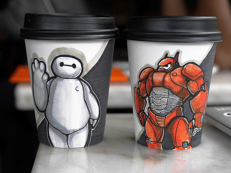 800x600 baymax coffee cup art - Paper Cup Drawing