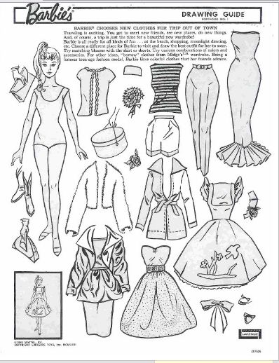 398x518 vintage barbie drawing guide portfolio barbie paper dolls - Paper Doll Drawing