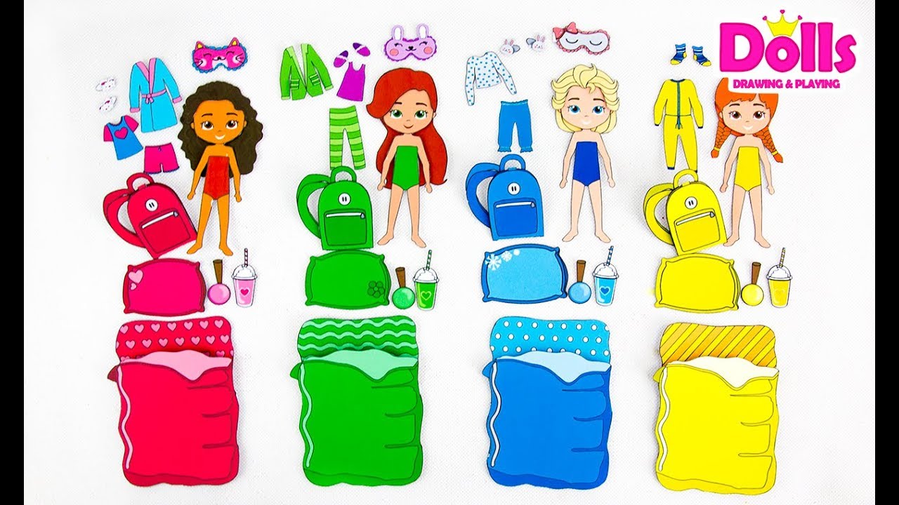 1280x720 dolls pajama party drawing clothes playing - Paper Doll Drawing