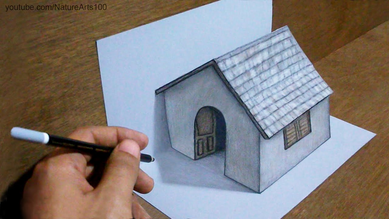 1280x720 trick art drawing tiny house on paper - Paper Drawing
