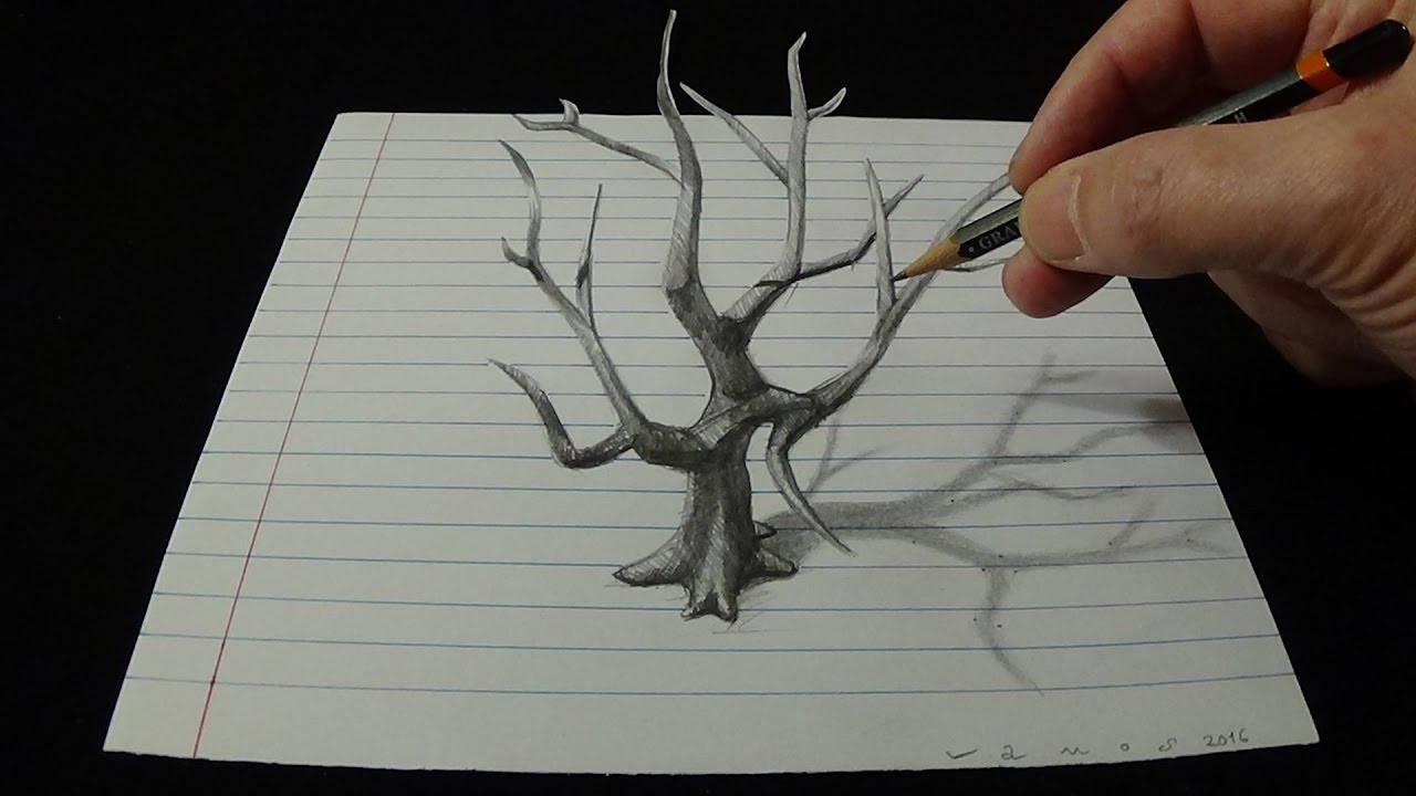 1280x720 Art Drawing Old Tree - Paper Drawing