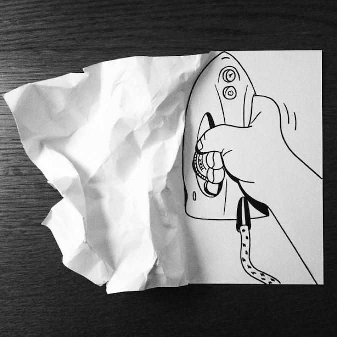 675x675 artist brings his drawings to life using simple paper folds - Paper Drawing