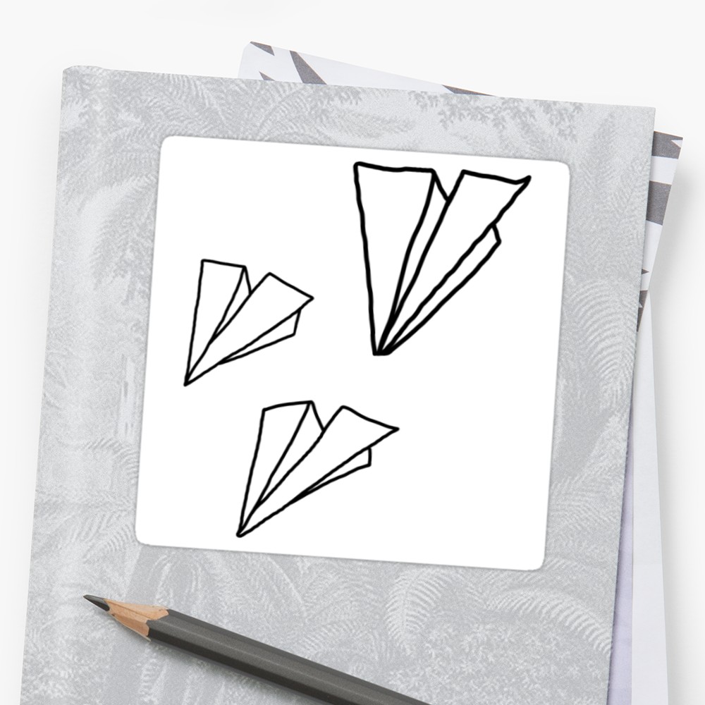 1000x1000 paper plane drawing stickers - Paper Plane Drawing
