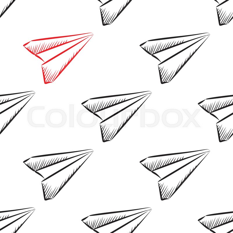 800x800 sketched paper plane seamless pattern stock vector colourbox - Paper Plane Drawing