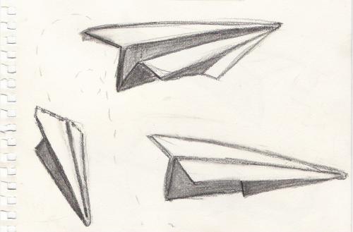 500x329 Art Lesson Paper Airplane Drawings - Paper Plane Drawing