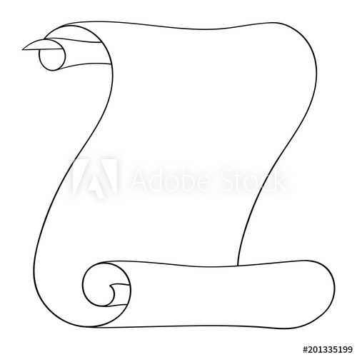 500x500 vertical paper scroll outline drawing - Paper Scroll Drawing