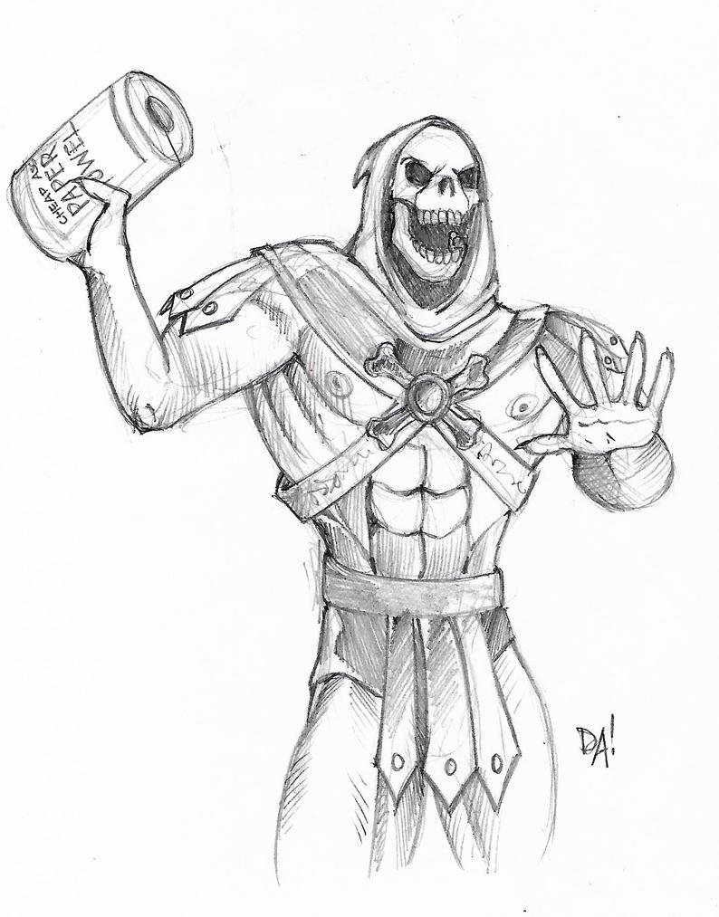 794x1013 original sketch drawing on random paper skeletor throwing etsy - Paper Towel Drawing