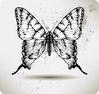 400x382 Papillon Drawing Vector Main Papier Peint Papiers Peints Ailier - Papillon Drawing