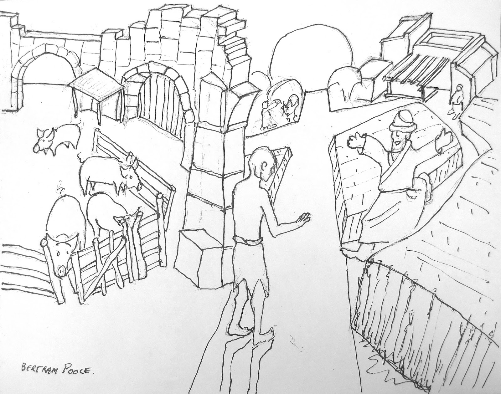 1600x1259 christian art now prodigal son parable drawing bertram poole - Parable Drawing
