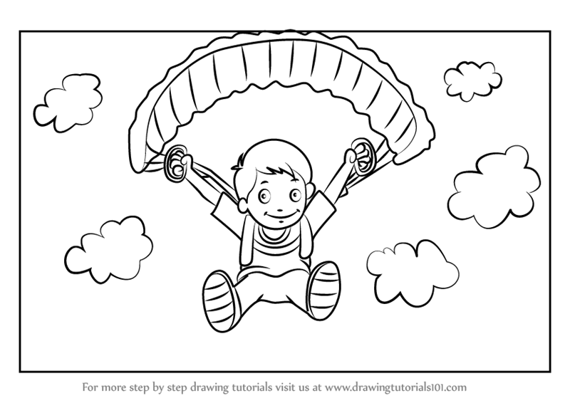 800x566 learn how to draw a parachute man - Parachute Drawing