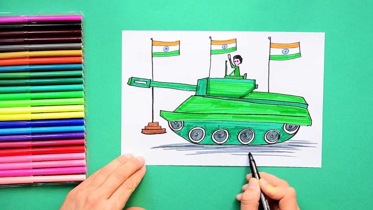 1280x720 how to draw india's republic day parade scene - Parade Drawing
