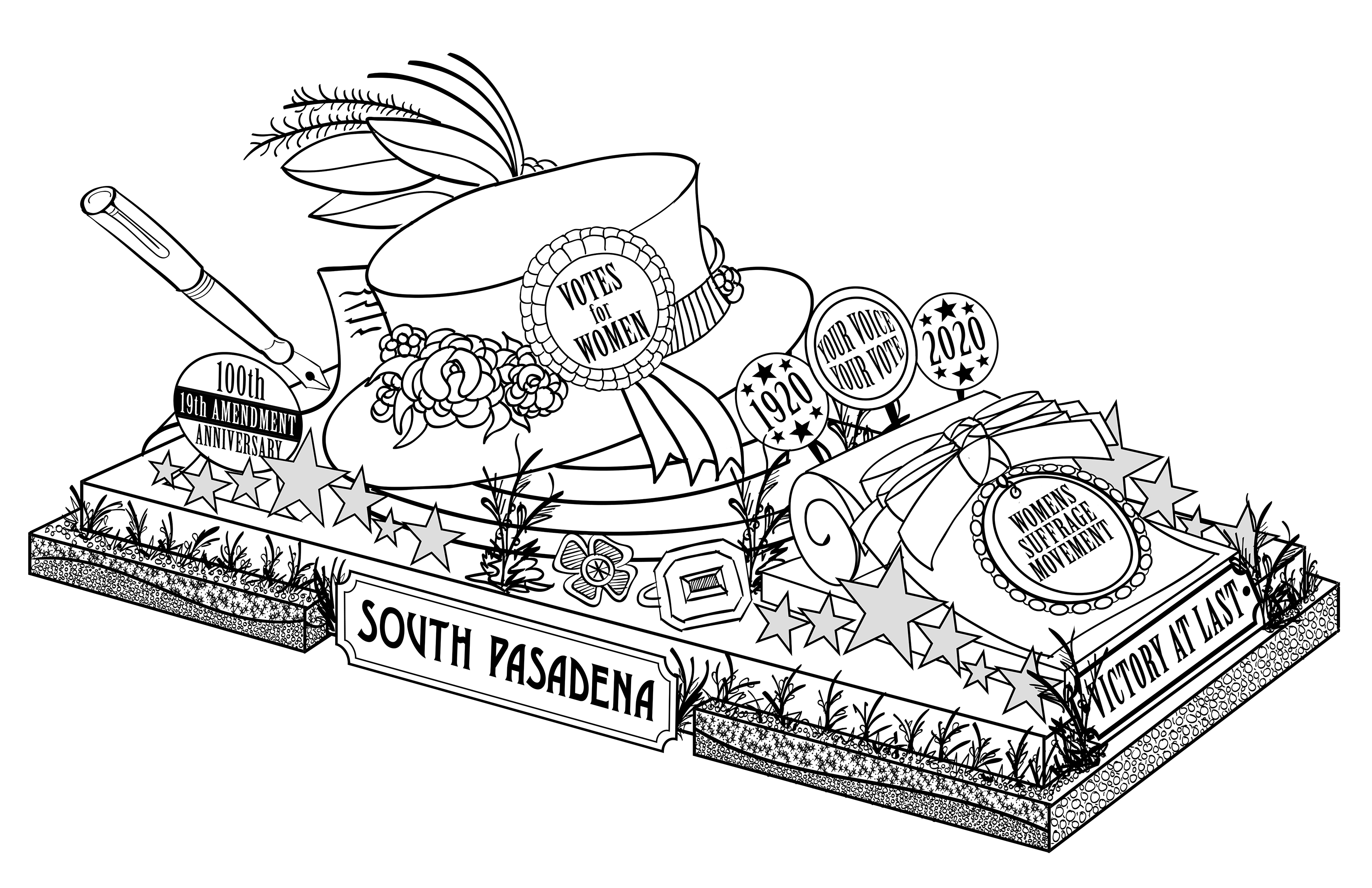 3300x2135 South Pas Float To Commemorate Women's Right To Vote - Parade Float Drawing