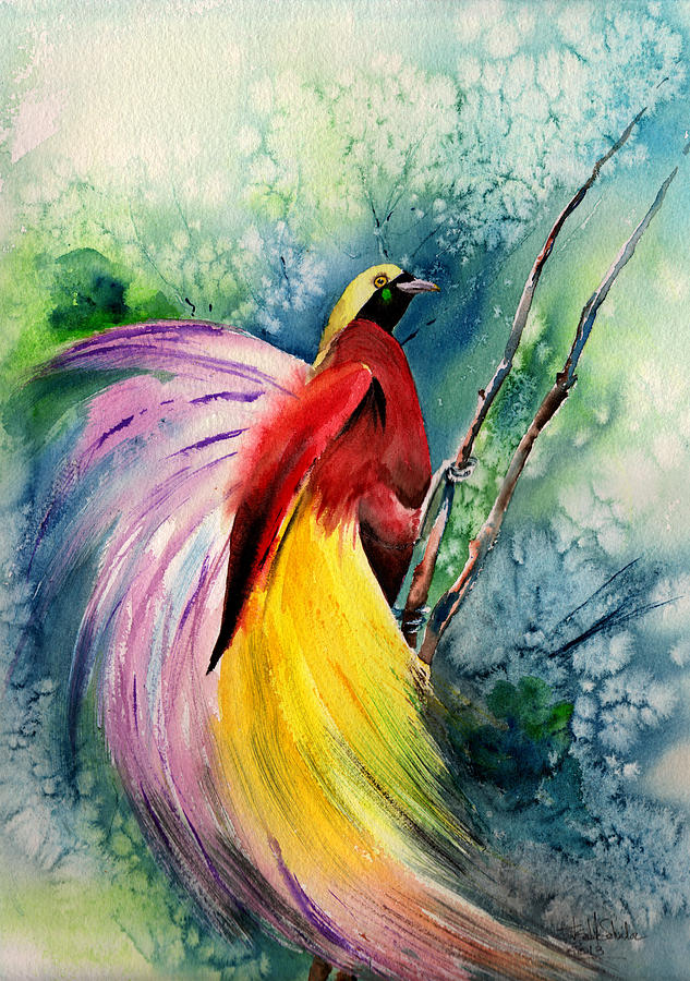633x900 bird of paradise new guinea painting - Paradise Drawing