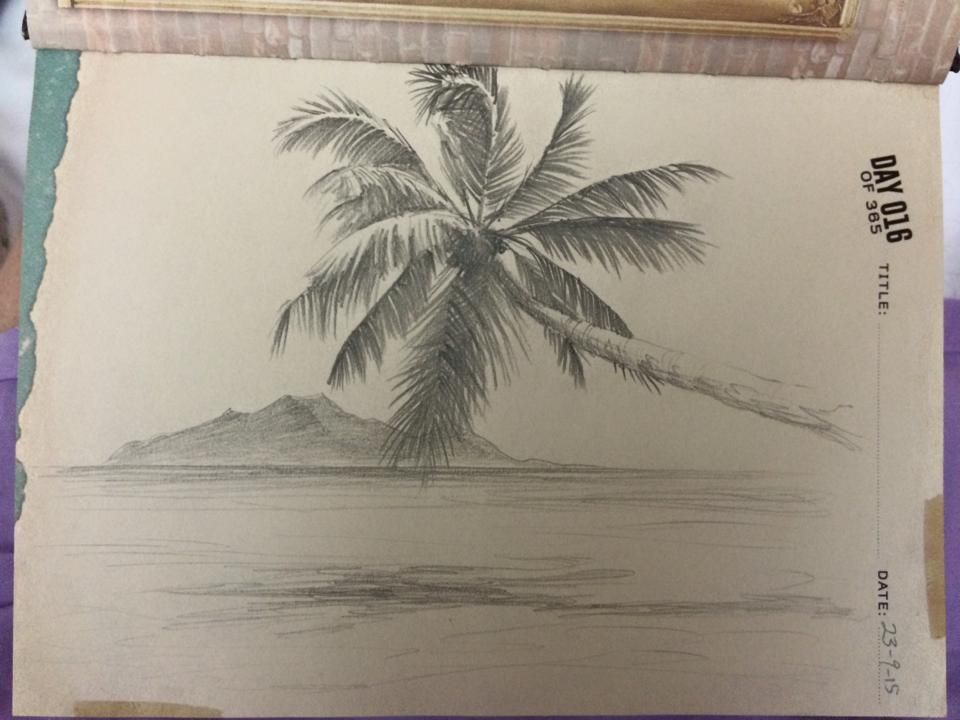 960x720 day drawing a day challenge travel theme tropical island - Paradise Drawing
