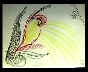 300x246 original art colored pencil drawing c peterson = bird of paradise - Paradise Drawing