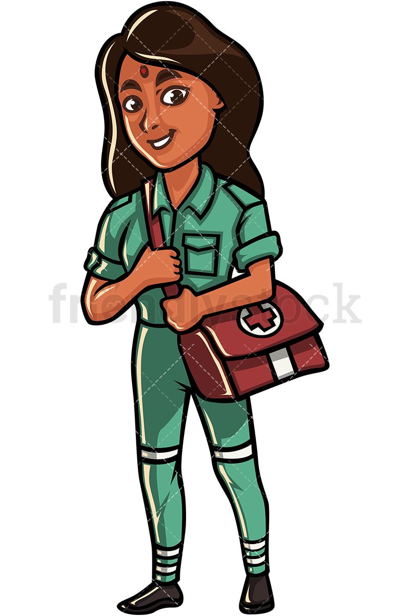 800x1200 indian female paramedic cartoon vector clipart graphics vector - Paramedic Drawing