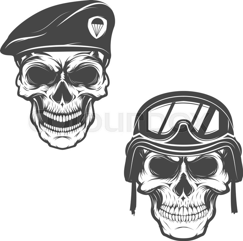 800x795 Military Skulls Skull In Paratrooper Stock Vector Colourbox - Paratrooper Drawing