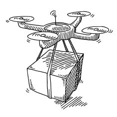 235x235 flying drone parcel delivery drawing free image - Parcel Drawing
