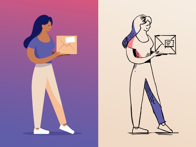 800x600 Parcel Girl - Parcel Drawing