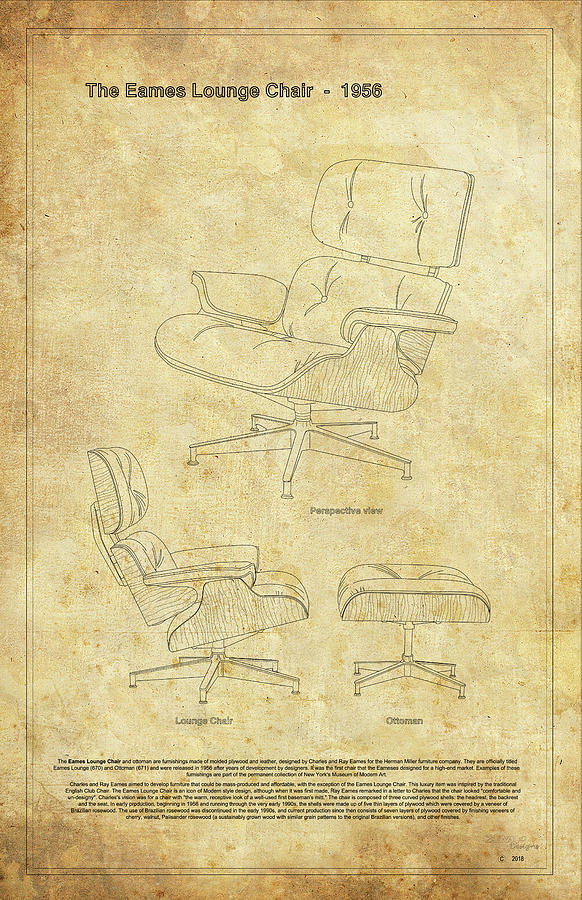 582x900 the eames lounge chair parchment drawing - Parchment Drawing
