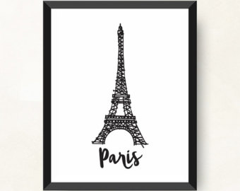 Paris Black And White Drawing