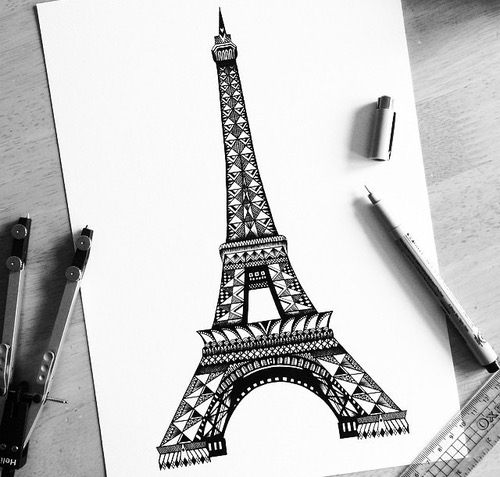 500x477 Image In Art Collection - Paris Black And White Drawing