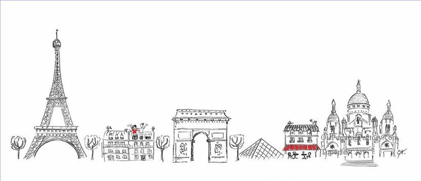 830x357 oil paintings of street scenes in paris pencil sketch black - Paris Black And White Drawing