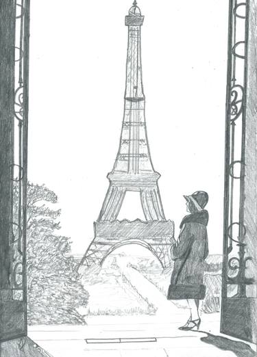 375x522 paris, drawing - Paris Black And White Drawing