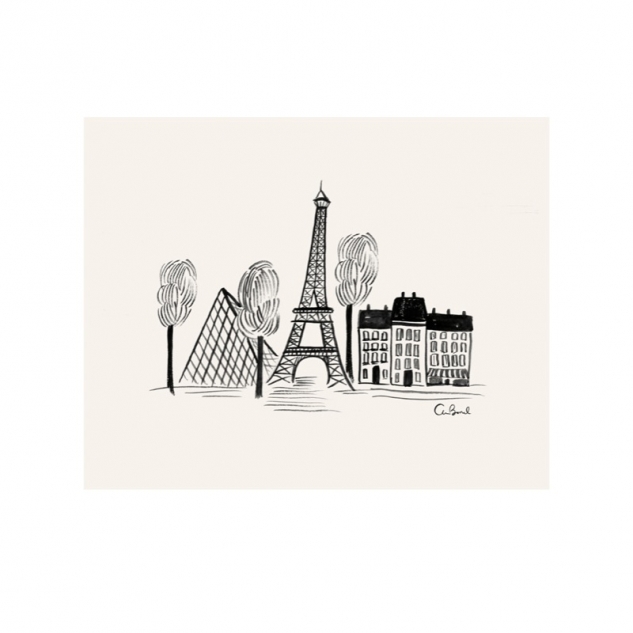 633x633 paris pencil drawing poster - Paris Black And White Drawing