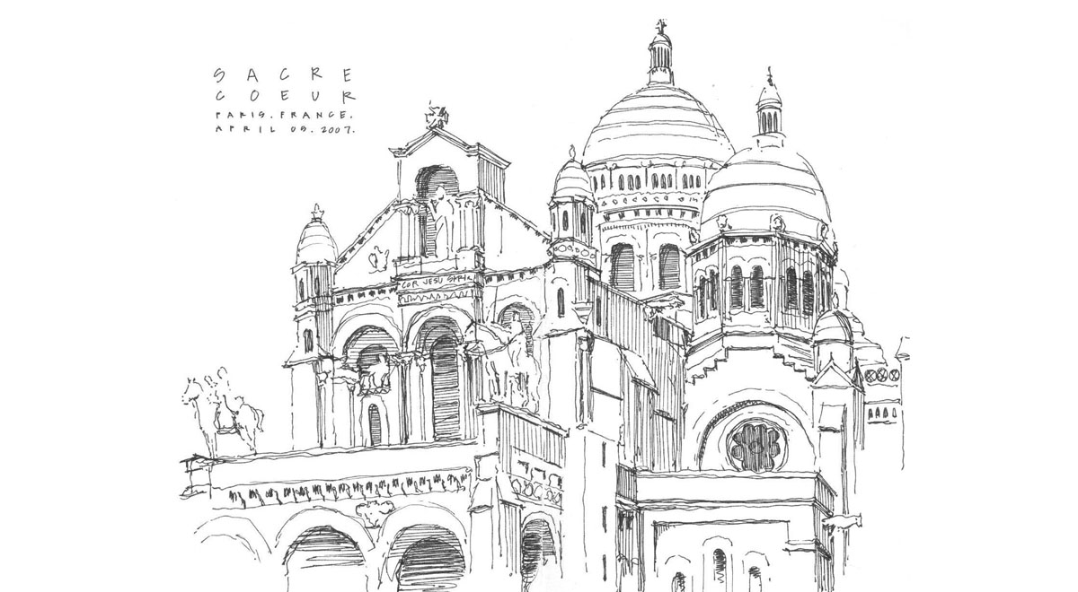 1200x660 around the world in black and white pen and ink travel sketches - Paris Black And White Drawing