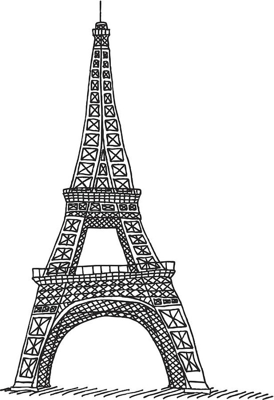 547x799 eiffel tower paris drawing art print - Paris Black And White Drawing