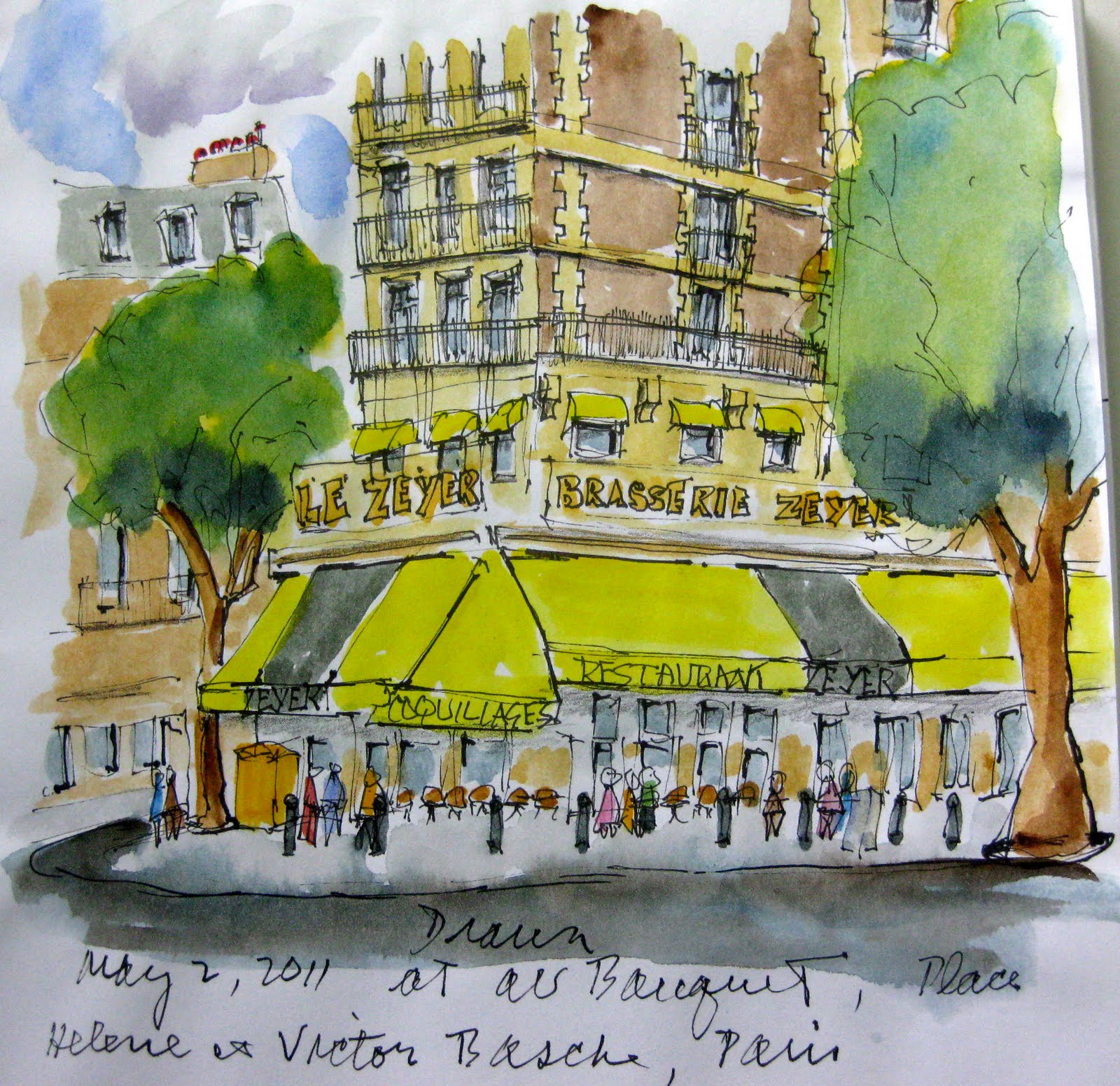 1600x1551 Enjoy Every Day - Paris Cafe Drawing