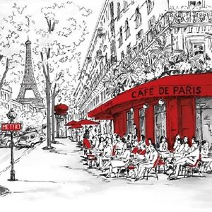 300x300 Napkinluncheon - Paris Cafe Drawing