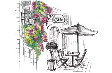 384x253 with love, from paris - Paris Cafe Drawing