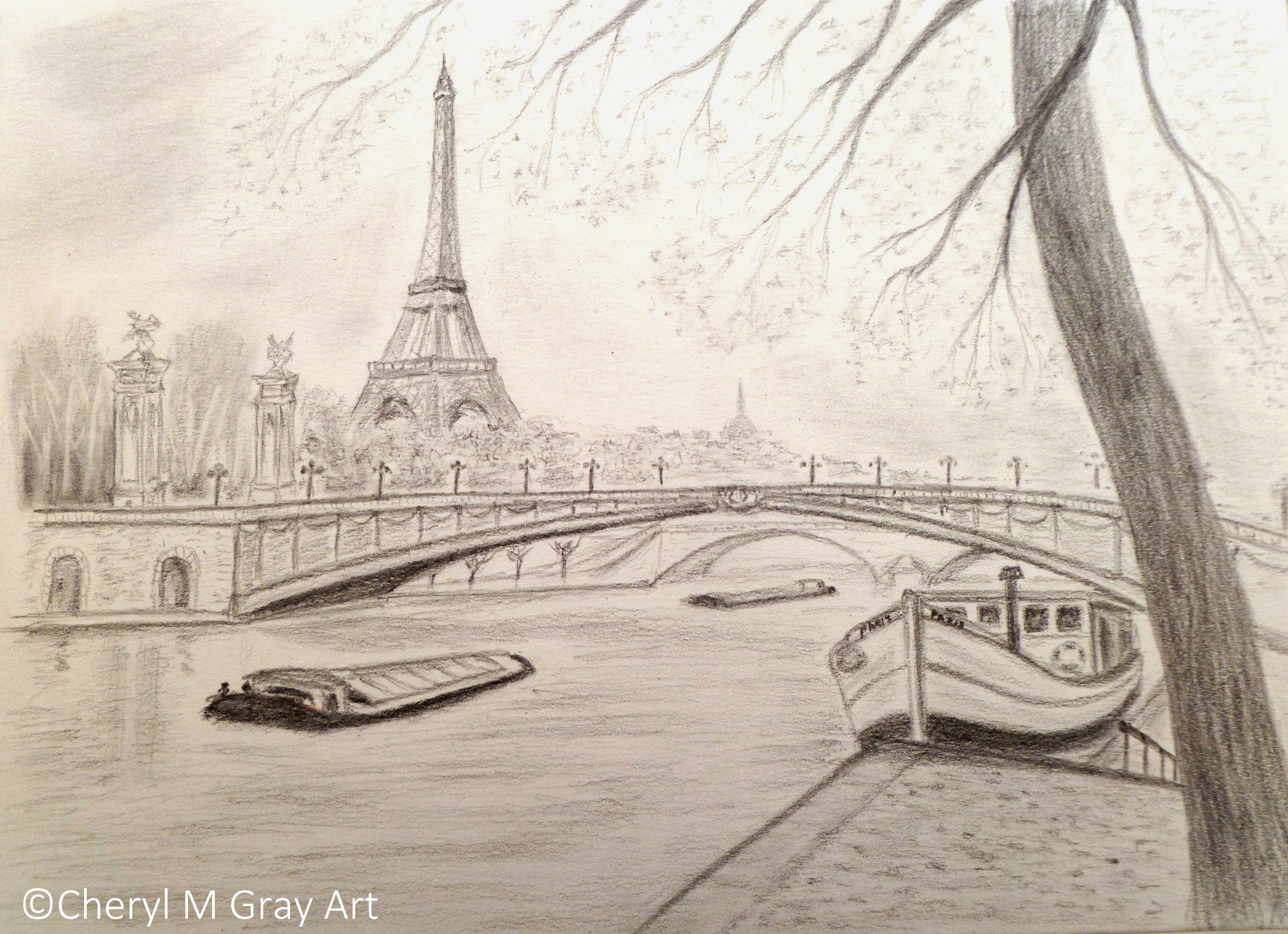 3825x2773 cheryl m gray art - Paris Drawing