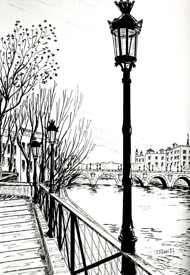 622x900 street lamps in paris drawing - Paris Drawing