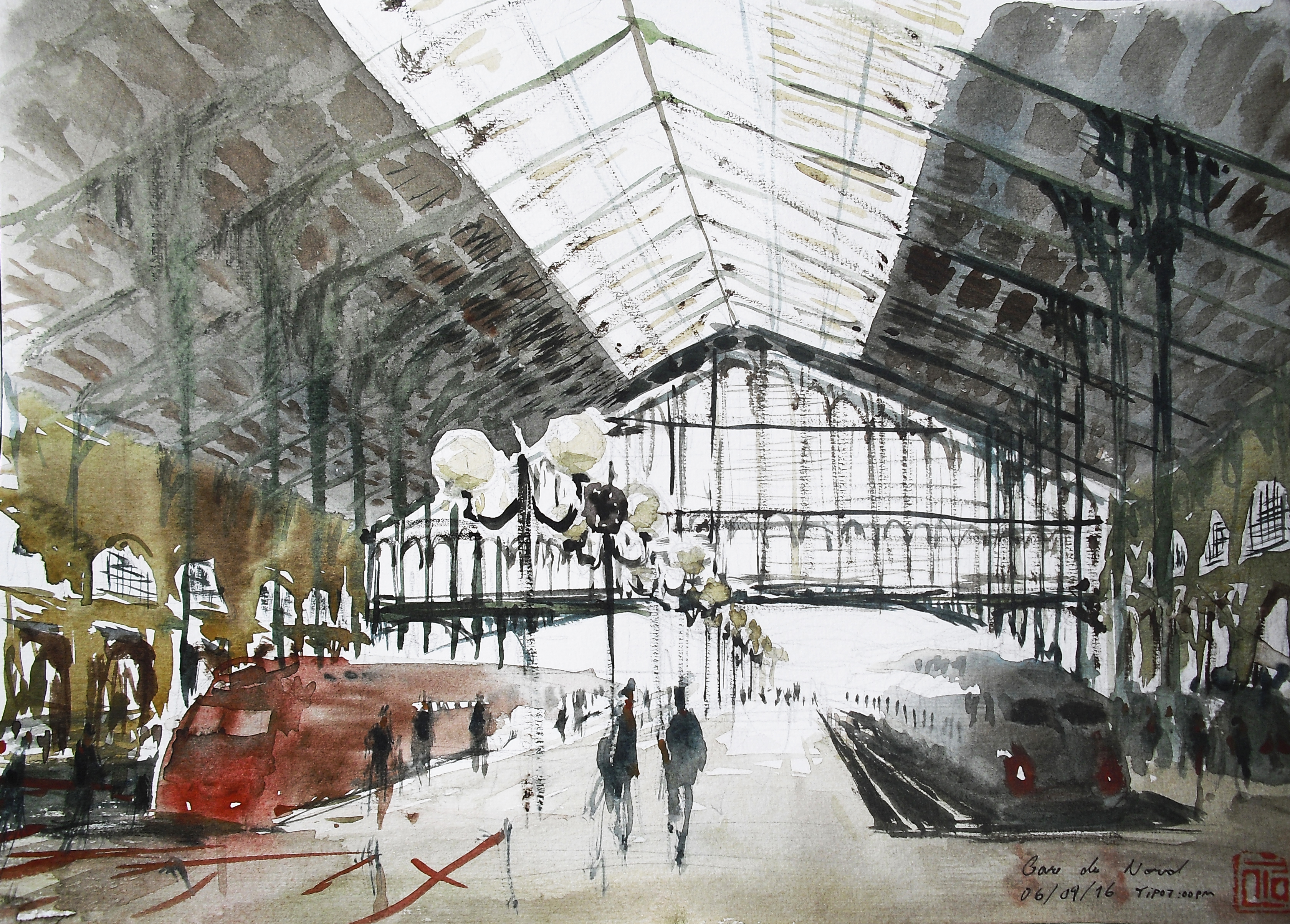 3360x2408 wallpaper drawing, painting, architecture, paris, watercolor - Paris Drawing Wallpaper