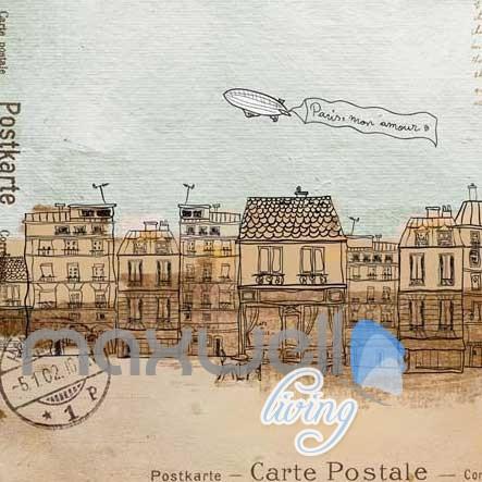 443x443 vintage wallpaper drawing of eiffel tower with city of paris art - Paris Drawing Wallpaper