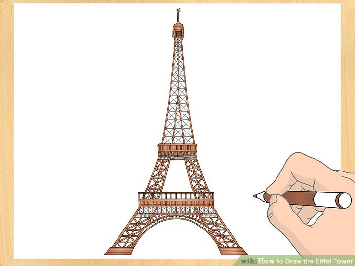 728x546 How To Draw The Eiffel Tower Steps - Paris Eiffel Tower Drawing