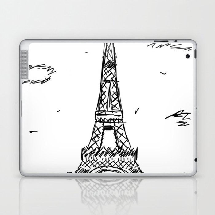 700x700 Paris Eiffel Tower Drawing Laptop Ipad Skin - Paris Eiffel Tower Drawing
