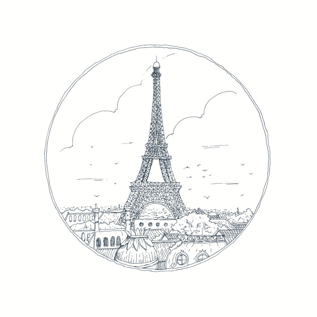 630x630 Paris Eiffel Tower Sketch - Paris Eiffel Tower Drawing