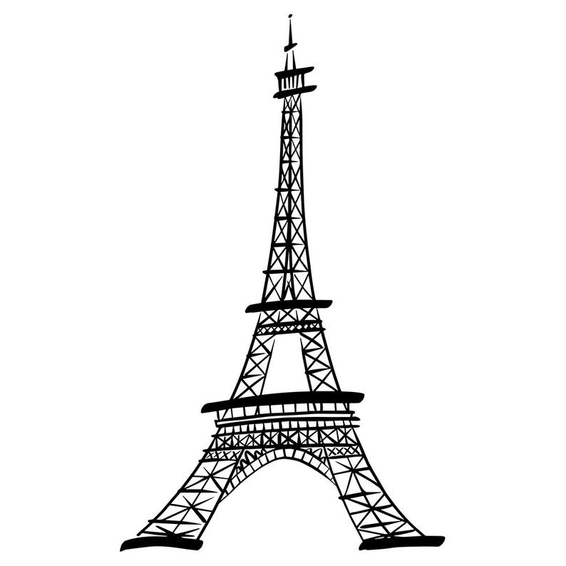 794x794 Paris Eiffel Tower Stylized Clipart Ink Drawing Illustration Etsy - Paris Eiffel Tower Drawing